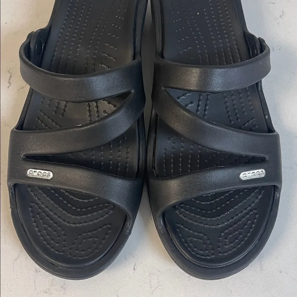 CROCS Patricia Wedge Sandals Black Size 11